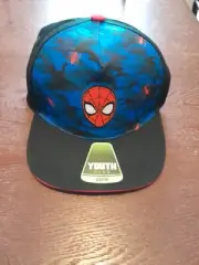 Spider-Man Boys Youth SnapBack Flat Brim Baseball Hat/Cap Black with Blue Camo