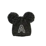 Justice Glitter Initial Double Pompom Beanie