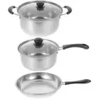 1Set Stainless Steel Cookware with Soup Pot Frying Pan Milk Pan for Kitchen