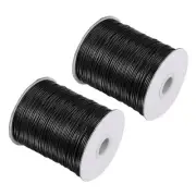 2pcs Beading Thread Bracelet Weave Craft Cord 1.2mm 158M/Roll, Black