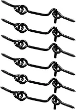 LifCratms 6Pcs Black Cabin Hook and Eye Latch, 2" Swivel Window Hook Gate Door Latch with Mounting Screws for Swivel Window Wood Gate Door