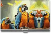 LKHDS Slim Aluminum Alloy Business Card Holder Cute Parrots Pocket Business Card Case Portable Business Card Wallet Business Card Holders Handheld Card Box for Women Men, style, One size, Style, One