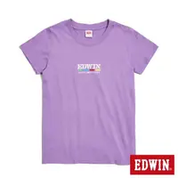 在飛比找momo購物網優惠-【EDWIN】女裝 復古光譜印花短袖T恤(灰紫色)