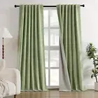 HOMEIDEAS 100% Chenille Blackout Curtains for Bedroom Sage Green Curtains 96 ...