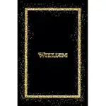 WILLIAM: NAME WILLIAM MONOGRAM NOTEBOOK - 120 PAGES - SIZE 6X9, SOFT COVER, MATTE FINISH- GOLD CONFETTI GLITTER MONOGRAM BLANK