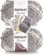 [Bernat] Blanket Yarn - Big Ball (10.5 oz) - 2 Pack with Patterns (Silver Steel)