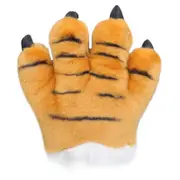 Simulation Animal Claw Gloves Cute Tiger Claw Plush Gloves Werewolf Costume Gloves Yellow