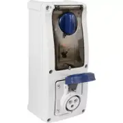 Famatel 32A 3 Pin 240V IP67 Vertical Switched Interlocked Socket c/w RCD 30mA