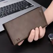 RFID Blocking Leather Checkbook Wallet for Men,Slim Bifold Credit Card Holder