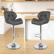2x ALFORDSON Bar Stools Rhombus Motif Grey