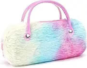 [Biiange] Eyeglass Case, Plush Eyeglass Cases, Portable Sunglasse Pouch with Handle,Hard Shell Eyeglas Holder, Cute Glasses Storage Case for Women Girls, Eyewear Accessories (Gradient Blue)