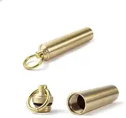 EORTA 2 Pieces Mini Pill Fob Portable Keyring Pill Boxes Waterproof Brass Pill Bottles Medicine Case Dispenser Pill Tablet Container Single Chamber Holder for Travel Outdoor Sports, Golden
