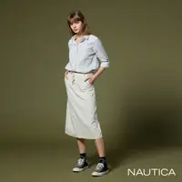 在飛比找momo購物網優惠-【NAUTICA】女裝 素面抽繩半身裙(杏白)