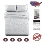 Breathable Full Size Flannel Sheet Set - Heavyweight 100% Cotton Floral Design