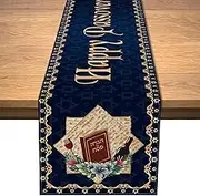 Happy Passover Table Runner Pesach Star of David Jewish Festival Holiday Party Home Kitchen Dining Room Table Decor (13" x 72")