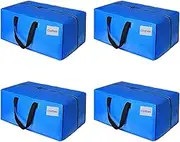 4 Pack Moving Bags With Backpack Straps - Extra Large Packing Totes, Reusable Plastic Storage Containers for Clothes, Packing & Storing (Blue)