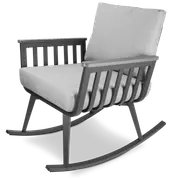 Sorrento Rocker in Gunmetal with Polywood Teak Accent and Spuncrylic Stone Grey Cushions