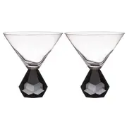 2PK Zhara 200ml Martini Crystal Glass Cocktail Drinkware Alcohol Glasses Onyx