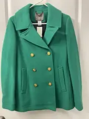 J.Crew Green Peacoat, Size 8