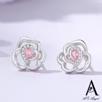 在飛比找momo購物網優惠-【ANGEL】心動玫瑰法式復古耳釘晶鑽耳環(銀色)