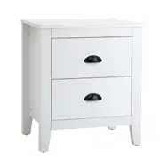 Oikiture Bedside Table 2 Drawers Side Tables Nightstand Storage Cabinet Vintage