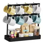 Aluminum Alloy Coffee Mug Holder with Movable Hooks, 16 16 Removable Hooks