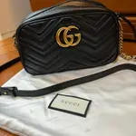 二手正品GUCCI GG MARMONT 黑色皮革相機包