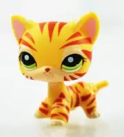 Mini Pet Shop Toys Green Eyes Rare Orange Tiger Cat Girl Toys LPS #1451
