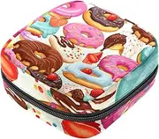 Period Bag,Sanitary Napkin Storage Bag,Donut Ice Cream Strawberry Chocolate,Tampon Bag for Purse