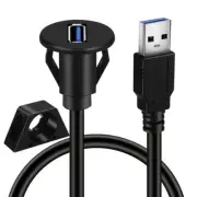 1m USB3.0 Data Cable Extension Cord Embedded Installation with Holder for Car