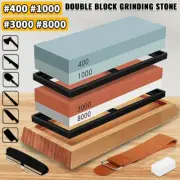 Professional Knife Sharpening Stone Kit 400/1000 3000/8000 Grit Non-slip Bamboo