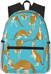 [Jbyjbx] Funny Cartoon Kangaroo Zoo Print Backpack Durable Travel,Sports Beach Backpack Lightweight Bags Work Casual Daypack