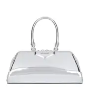 Small Antigona East-West bag in laminated leather One size light-silver