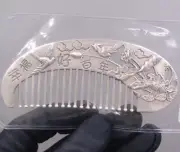 999 Fine Silver Pure Silver Hair Comb 百年好合 Bird Flower Hair Care 4.13inch