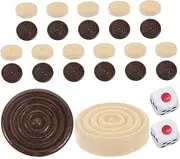 Abaodam 1set Wooden Game Markers Set Round Chess and Checkers Pieces Dice for Family - Games for Boys and Girls and Adults