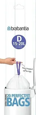 Bin Liner Code D (15/20 Litre), (15/20 Litre) 20 Bags, White