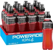 Powerade ION4-Sports Drink Berry Ice Sipper Cap Bottle 12 x 600mL Free shipping