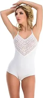 [Magi] Women's Bodysuit with Spaghetti Straps Lace Panty V-Neck Backless - S M L XL XXL Underwear Body Perfect Fit Women's Bodysuit
