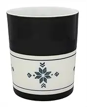 Shochu Glass, Black, 3.0 inches (7.5 cm), Hasami Yaki, Keipo, Double Layer Construction, Low Cup, Ethnic Pattern