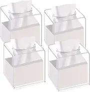 Potchen Modern Clear Square Acrylic Tissue Box Cover Holder, 4 Pack, 5.51 x 5.12 x 5.12 Inch