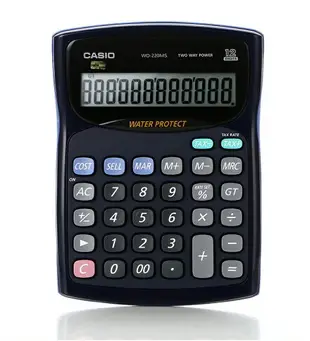 CASIO WD-220MS 防水防塵 桌上型計算機 (12位) (WD-220MS-BU WD-220MS-WE)