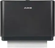 AIKE Multifold Paper Towel Dispenser, Wall Mount Tissue Dispenser with Smart Lock, 200 Sheets Black, Folded Size 10" x 3.1" Or Smaller