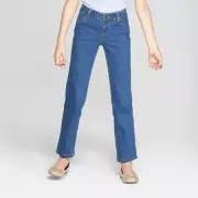 Girls' Mid-Rise Straight Jeans - Cat & Jack™ Medium Wash 16 Plus
