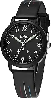 [KDM] Kids Watch Boys Girls: Children Time Learning Waterproof Luminous Analog Watches for Kids Ages 3-12 - Easy to Read Time Leather Wristwatch