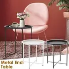 Side Table Metal Small Round Accent Table Collapsible Portable End Table qiAwx