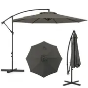Costway 3M Patio Umbrella Anti-UV Outdoor Parasol Cantilever Sun Shelter Garden Patio Beach Umbrellas Grey