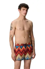 Missoni Swim Shorts With Macro Zigzag Print in Orange at Nordstrom, Size Small