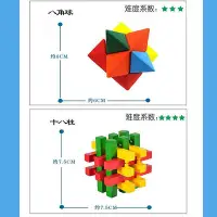 在飛比找Yahoo!奇摩拍賣優惠-魯班鎖魯班鎖十八柱孔明鎖六通彩色八角球菠蘿籠中取球玩具學生