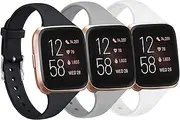 Tobfit Pack 3 Slim Bands Compatible with Fitbit Versa 2 Bands/Fitbit Versa/Fitbit Versa Lite/SE, Silicone Replacement Smartwatch Wristband for Women Men