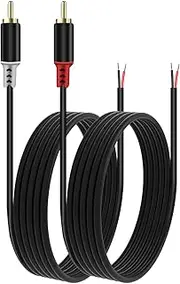 caojunzhen RCA to Speaker Wire Adapter, 2 Bare Wire Speaker Cables to RCA Plug Adapter for Audio Video AV Receiver TV Subwoofer - 20AWG, 6.6ft